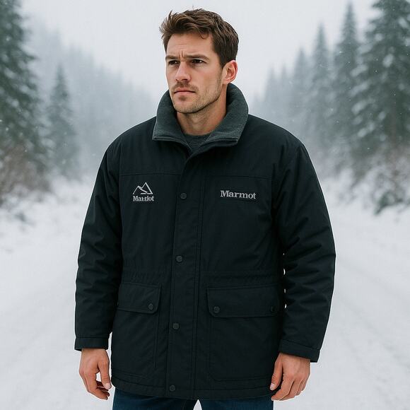 Vintage MARMOT Gore-Tex Thermore T37 Parka Men’s XL Black Hooded Winter Jacket - Picture 1 of 16